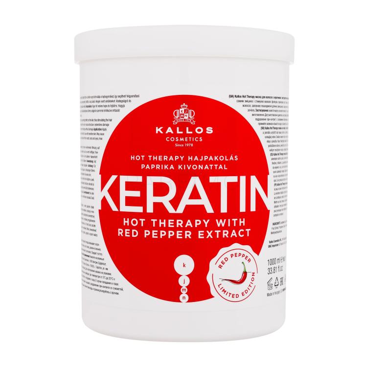 Kallos Cosmetics Keratin Hot Therapy With Red Pepper Extract Hajpakolás nőknek 1000 ml