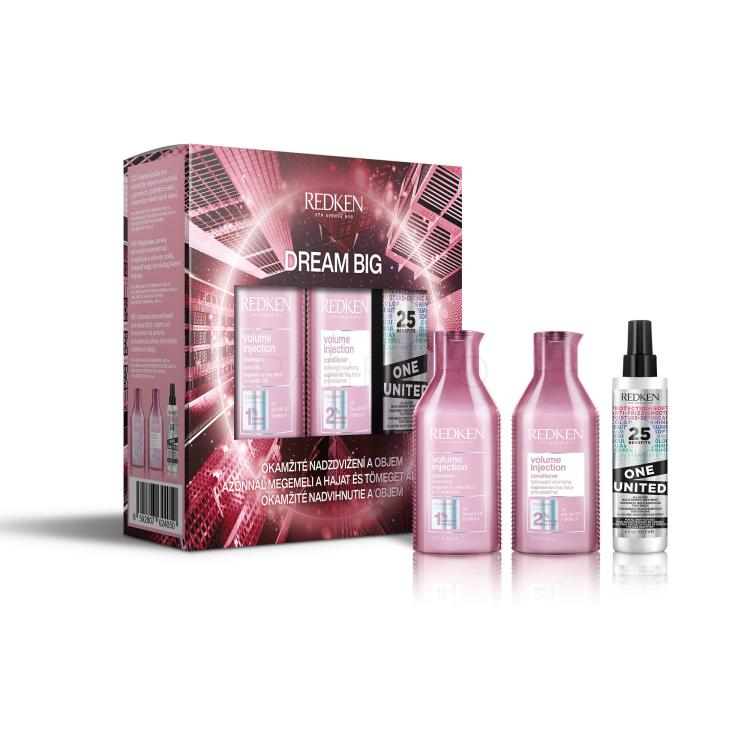 Redken Volume Injection Dream Big Ajándékcsomagok Volume Injection sampon 300 ml + Volume Injection hajkondicionáló 300 ml + One United All-In-One Multi-Benefit Treatment hajápoló 150 ml