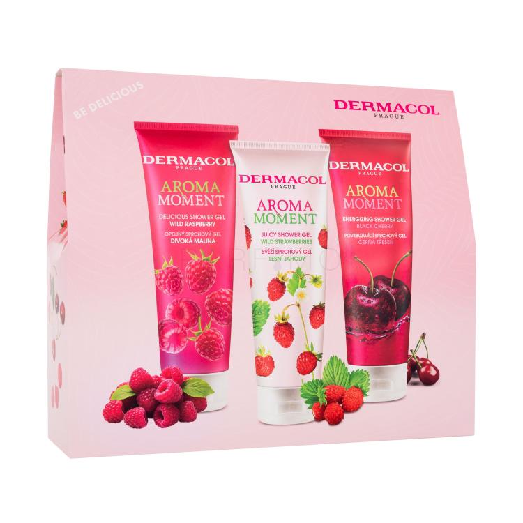 Dermacol Aroma Moment Be Delicious Ajándékcsomagok Wild Raspberry tusfürdő 250 ml + Wild Strawberries tusfürdő 250 ml + Black Cherry tusfürdő 250 ml