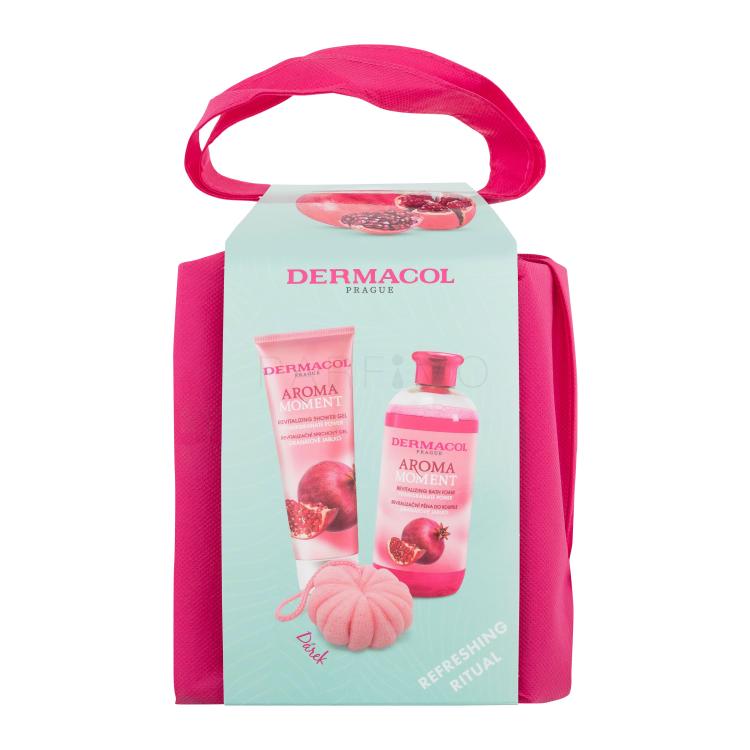 Dermacol Aroma Moment Pomegranate Power Ajándékcsomagok Pomegranate Power tusfürdő 250 ml + Pomegranate Power fürdőhab 500 ml + fürdőszivacs + táska