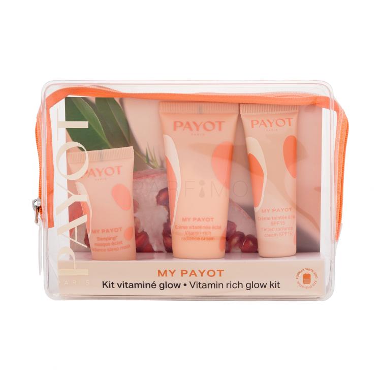 PAYOT My Payot Vitamin Rich Glow Kit Ajándékcsomagok nappali arckrém 30 ml + arckrém SPF 15 20 ml + éjszakai arcpakolás 15 ml + kis táska