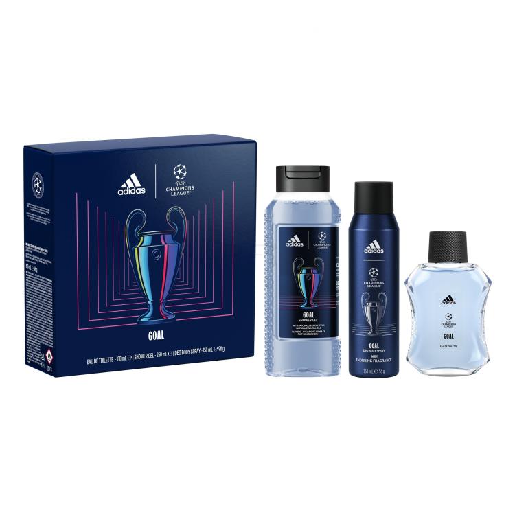 Adidas UEFA Champions League Goal Ajándékcsomagok eau de toilette 100 ml + tusfürdő 250 ml + dezodor 150 ml