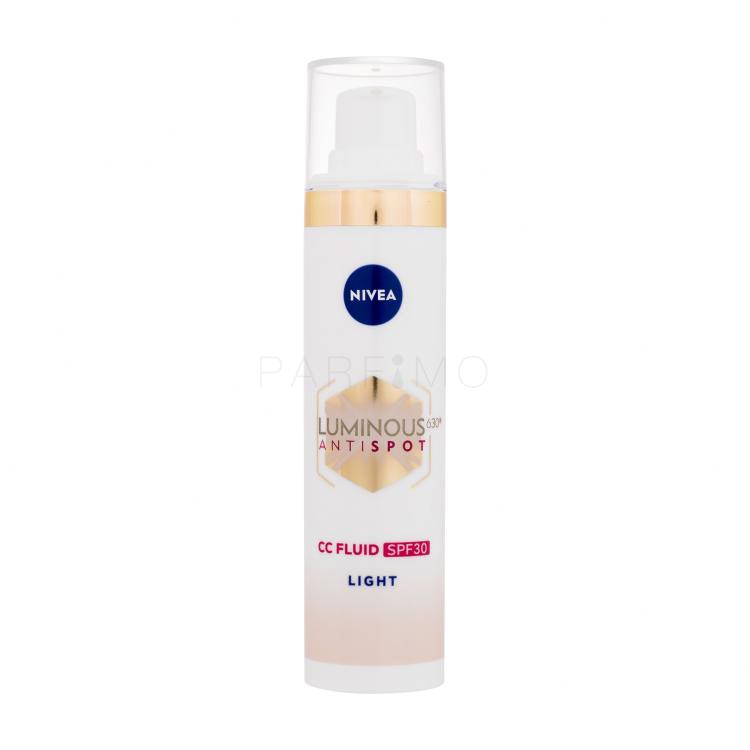 Nivea Luminous 630 Antispot CC Fluid SPF30 CC krém nőknek 40 ml Változat 01 Light