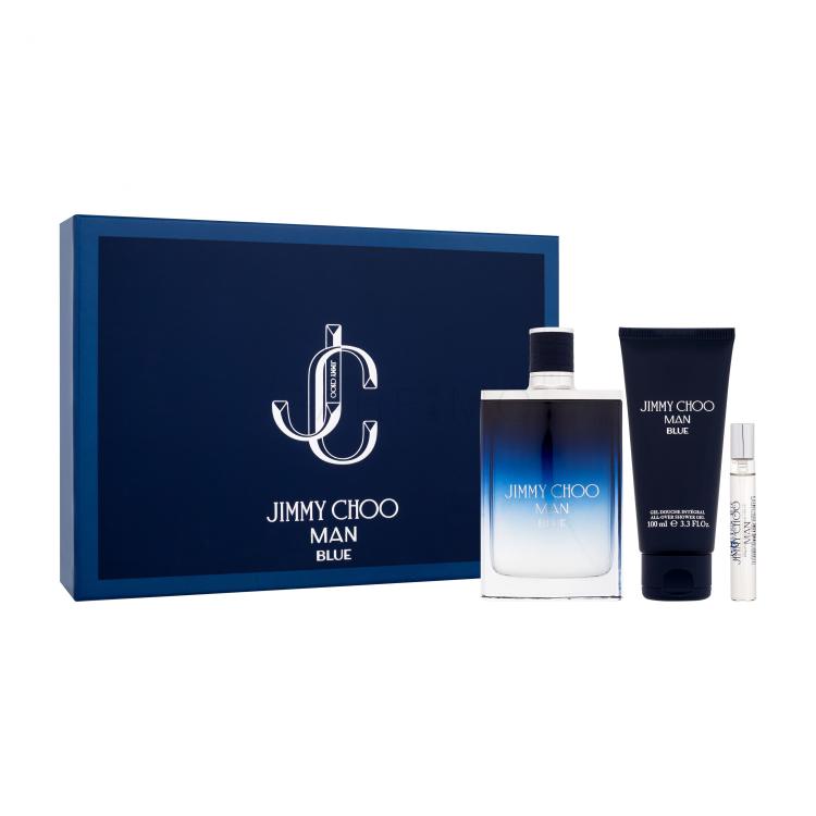 Jimmy Choo Man Blue Ajándékcsomagok eau de toilette 100 ml + eau de toilette 7,5 ml + tusfürdő 100 ml