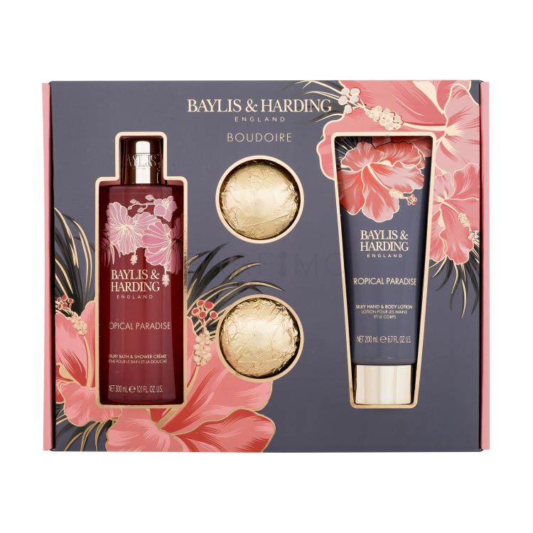 Baylis &amp; Harding Boudoire Tropical Paradise Ajándékcsomagok krémtusfürdő 300 ml + testápoló tej 200 ml + fürdőbomba 2 x 75 g