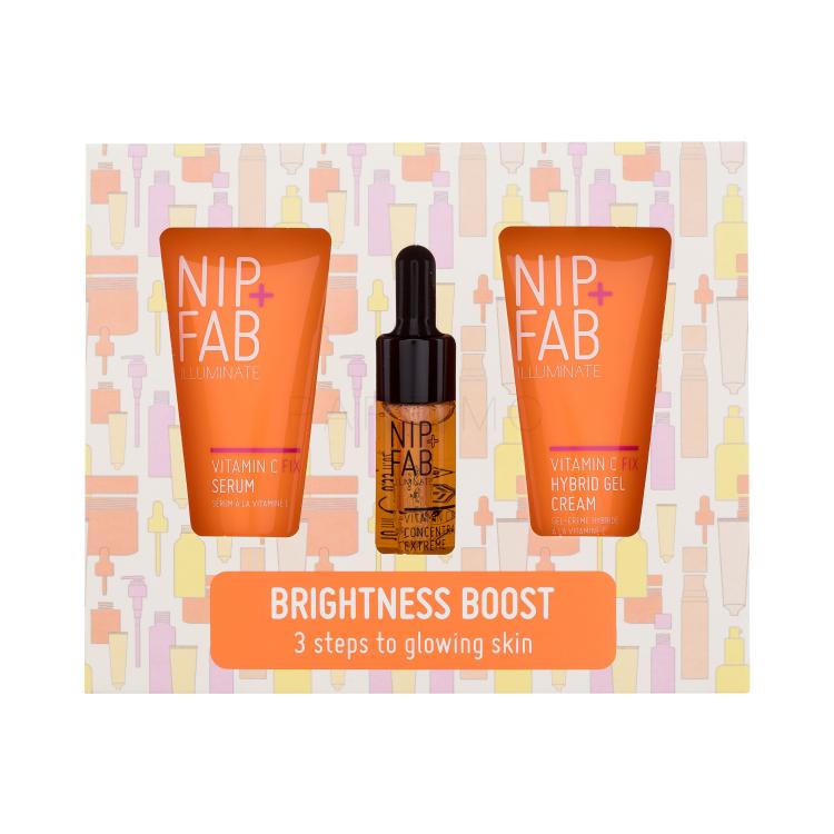 NIP+FAB Illuminate Brightness Boost Ajándékcsomagok Vitamin C Fix Serum arcszérum 20 ml + Vitamin C Fix Hybrid Gel Cream gélkrém arcra 20 ml + Vitamin C Fix Concentrate Extreme arcszérum 10 ml