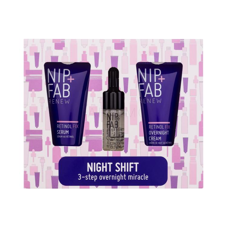 NIP+FAB Renew Night Shift Ajándékcsomagok Retinol Fix Serum arcszérum 20 ml + Retinol Fix Overnight Cream arckrém 20 ml + Retinol Fix Concentrate Extreme arcszérum 10 ml