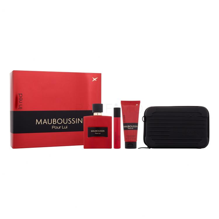 Mauboussin Pour Lui In Red Ajándékcsomagok eau de parfum 100 ml + tusfürdő 75 ml + eau de parfum 20 ml + átvetős táska