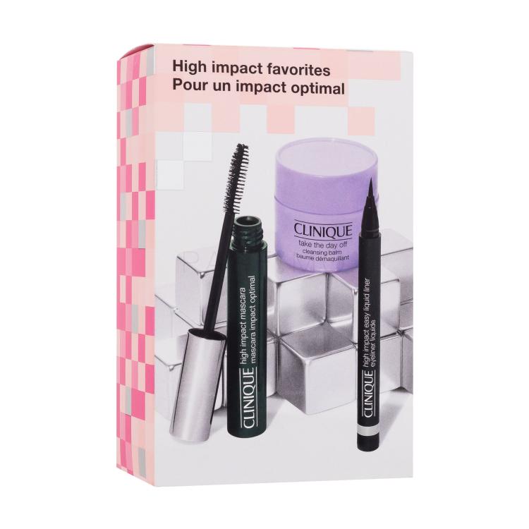 Clinique High Impact Ajándékcsomagok High Impact szempillaspirál 7 ml + High Impact Eyeliner Liquide szemhéjtus 0,34 g Black + Take The Day Off Cleansing Balm sminklemosó balzsam 15 ml