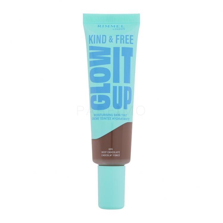 Rimmel London Kind &amp; Free Glow It Up Moisturising Skin Tint Alapozó nőknek 30 ml Változat 605 Deep Chocolate