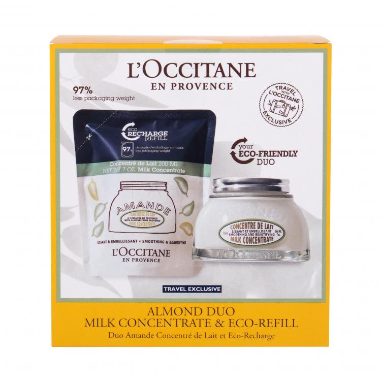 L&#039;Occitane Almond (Amande) Milk Concentrate Ajándékcsomagok testápoló krém 200 ml + testápoló krém utántöltő 200 ml