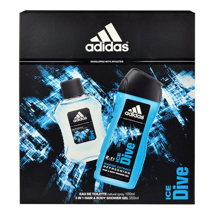 Adidas Ice Dive Ajándékcsomagok Eau de Toilette 100 ml + tusfürdő 250 ml sérült doboz