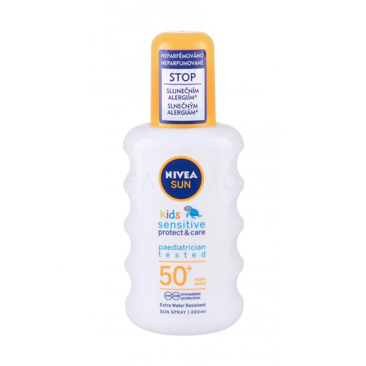 Nivea Sun Kids Protect &amp; Sensitive Sun Spray SPF50+ Fényvédő készítmény testre gyermekeknek 200 ml