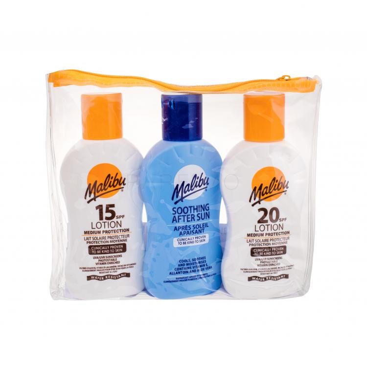 Malibu Lotion SPF20 Ajándékcsomagok SPF20 naptej 100 ml + SPF15 naptej 100 ml + napozás utáni testápoló tej 100 ml