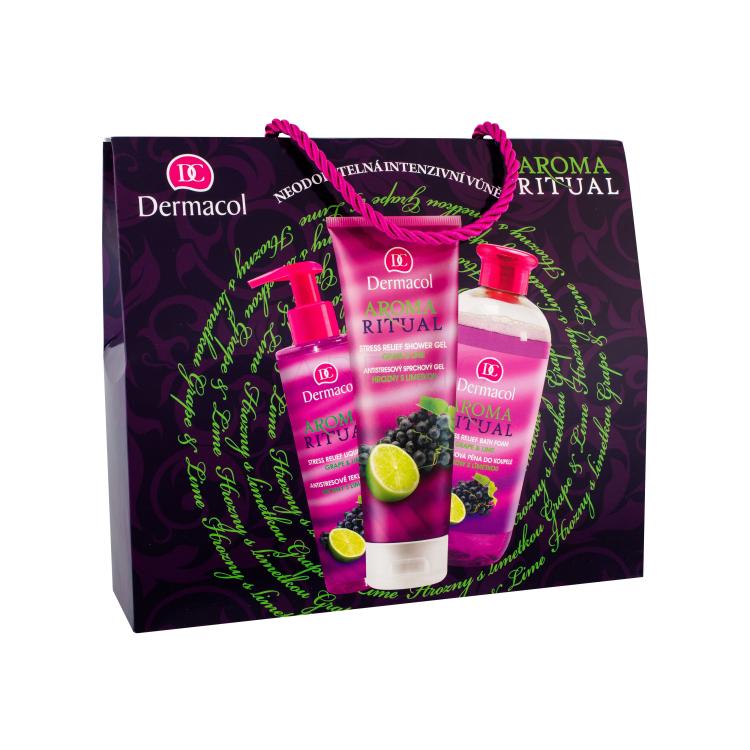 Dermacol Aroma Ritual Grape &amp; Lime Ajándékcsomagok fürdőhab 500 ml + tusfürdő 250 ml + folyékony szappan 250 ml sérült doboz