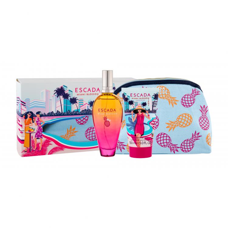 ESCADA Miami Blossom Ajándékcsomagok Eau de Toilette 100 ml + testápoló tej 150 ml + kozmetikai táska