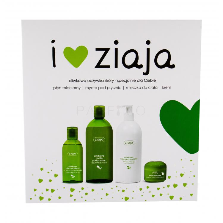 Ziaja Natural Olive Ajándékcsomagok tusfürdő 500 ml + testápoló tej 400 ml + nappali arcápoló 50 ml + micellás víz 200 ml