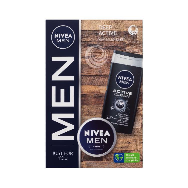 Nivea Men Active Clean Ajándékcsomagok Men Active Clean tusfürdő 250 ml + Men Creme univerzális krém 75 ml